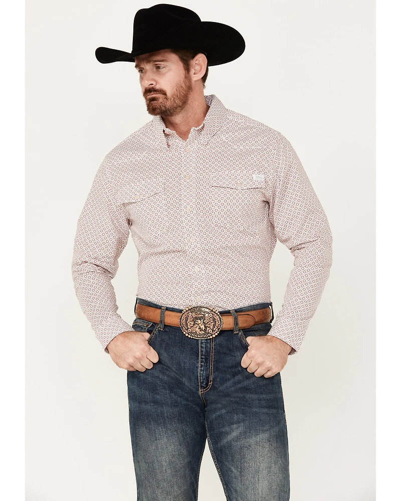 Justin Men's Boot Barn Exclusive JustFlex Geo Print Long Sleeve Button-Down Western Shirt