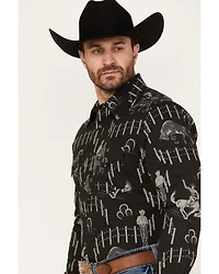 Rock & Roll Denim Panhandle Men's Vintage 46 Print Long Sleeve Snap Shirt