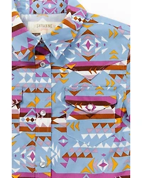 Shyanne Toddler Girls' Southwestern Print Short Sleeve Pearl Snap Western Shirt