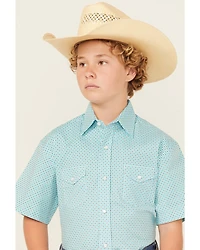Panhandle Boys' Geo Print Short Sleeve Snap Western Shirt