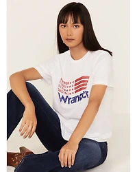 Wrangler Women's Vintage Americana Flag Logo Graphic Tee
