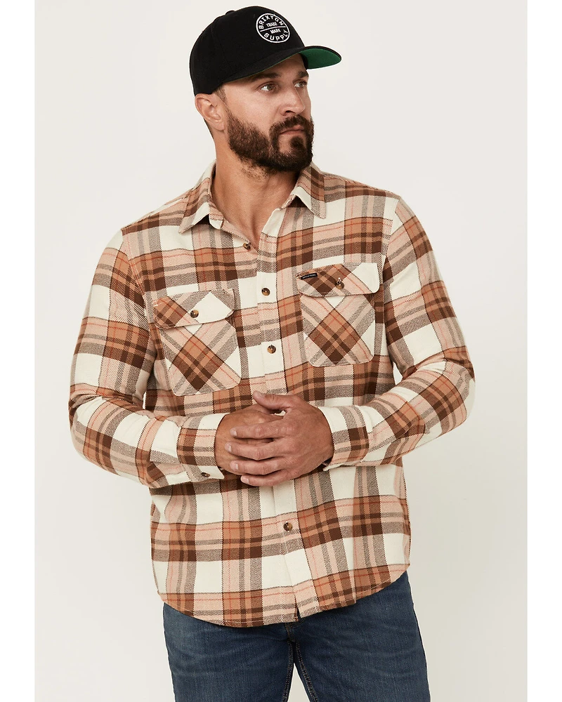 Brixton Men's Bowery Plaid Print Long Sleeve Button-Down Flannel Shirt