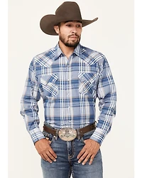 Ely Walker Men's Plaid Print Long Sleeve Snap Western Shirt