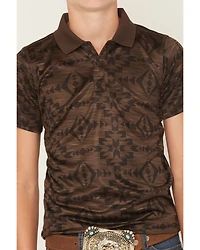 RANK 45® Boys' Tonal Southwestern Short Sleeve Button-Down Polo Shirt