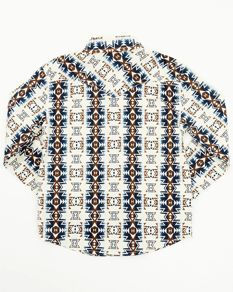 Cody James Toddler Boys' Prairie Southwestern Print Long Sleeve Snap Western Shirt