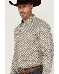 RANK 45® Men's Libreville Geo Print Long Sleeve Button-Down Performance Stretch Western Shirt