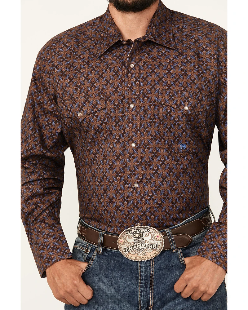 Roper Men's Amarillo Medallion Print Long Sleeve Pearl Snap Western Shirt