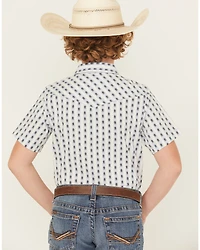 Cody James Boys' Outlaw Pass Striped Print Short Sleeve Snap Western Shirt