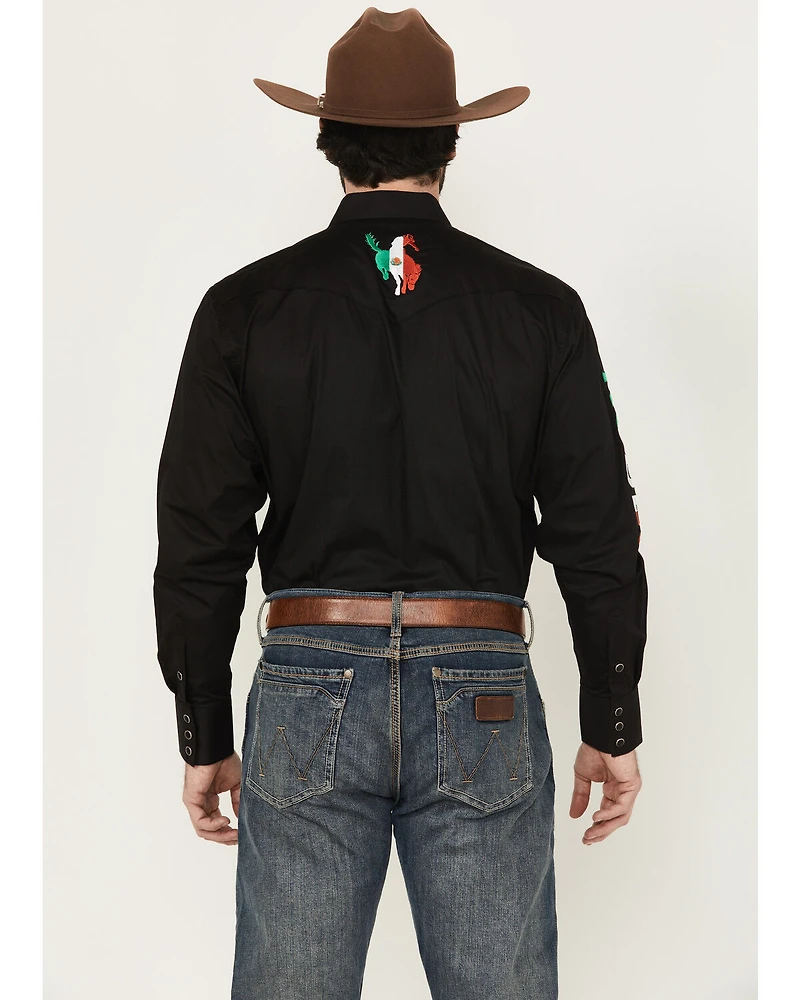 Rodeo Clothing Men's Boot Barn Exclusive Mexico Embroidered Long Sleeve Snap Western Shirt