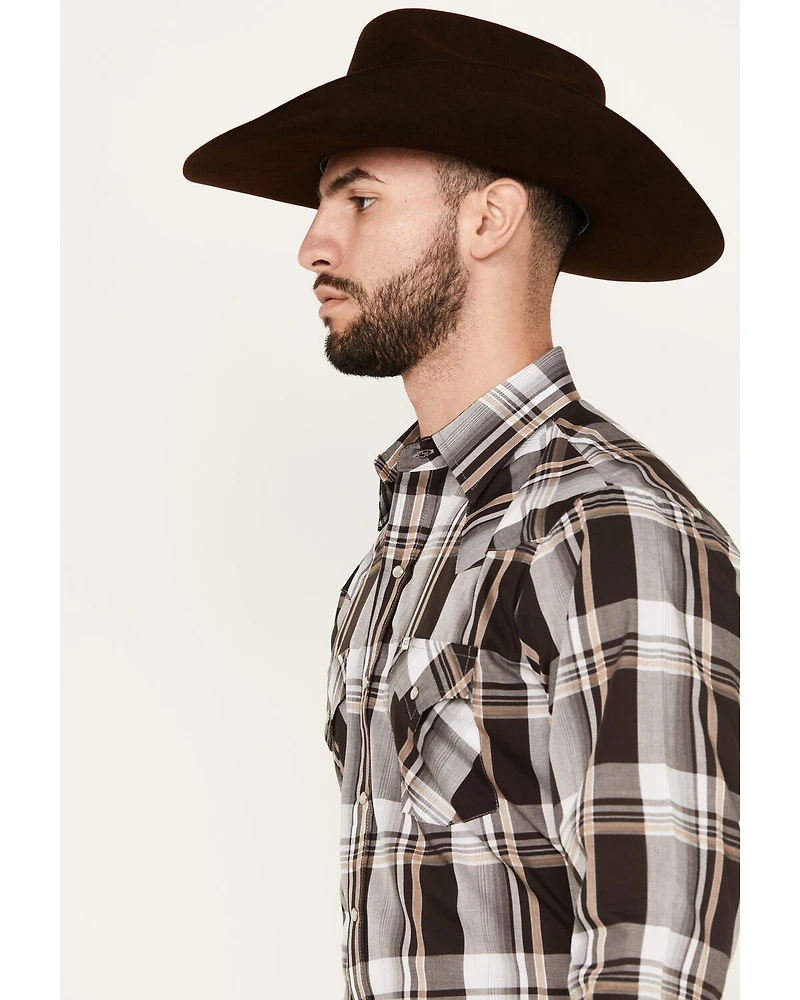 Ely Walker Men's Plaid Print Long Sleeve Snap Western Shirt