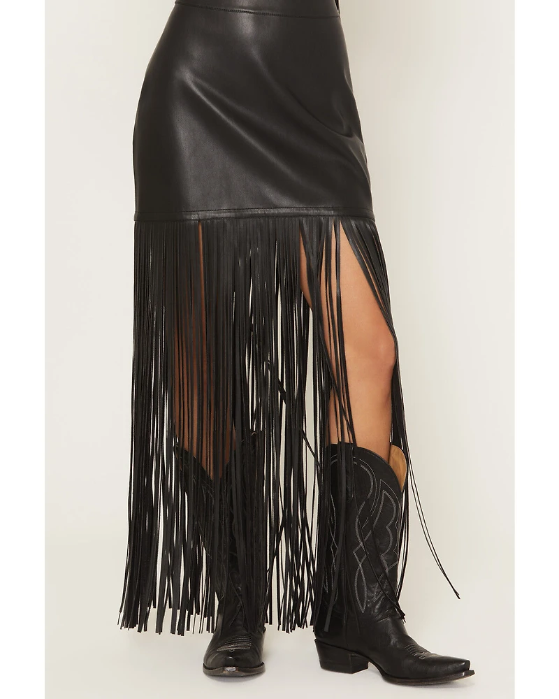 Idyllwind Women's Payson Faux Leather Fringe Midi Skirt