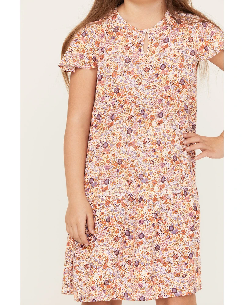 Shyanne Girls' Floral Printed Ruffle Mini Dress