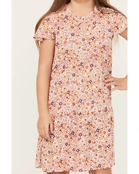 Shyanne Girls' Floral Printed Ruffle Mini Dress