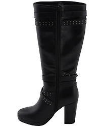 Milwaukee Leather Women's Platform Heel Studded Strap Boot - Round Toe