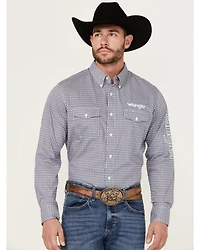 Wrangler Men's Geo Print Logo Long Sleeve Button-Down Western Shirt