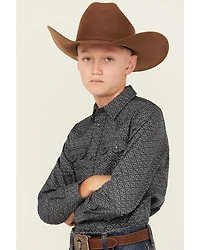 Cody James Boys' Slingshot Medallion Print Long Sleeve Snap Western Shirt