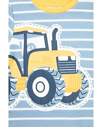 Rugged Bear Toddler Boys' Tractor Striped Short Sleeve T-Shirt