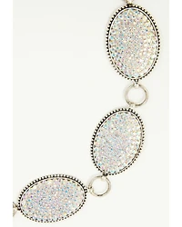 Southern Grace Women's Crystal Oval Concho Chain Belt