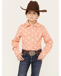 Shyanne Girls' Southwestern Print Long Sleeve Button-Down Stretch Western Shirt