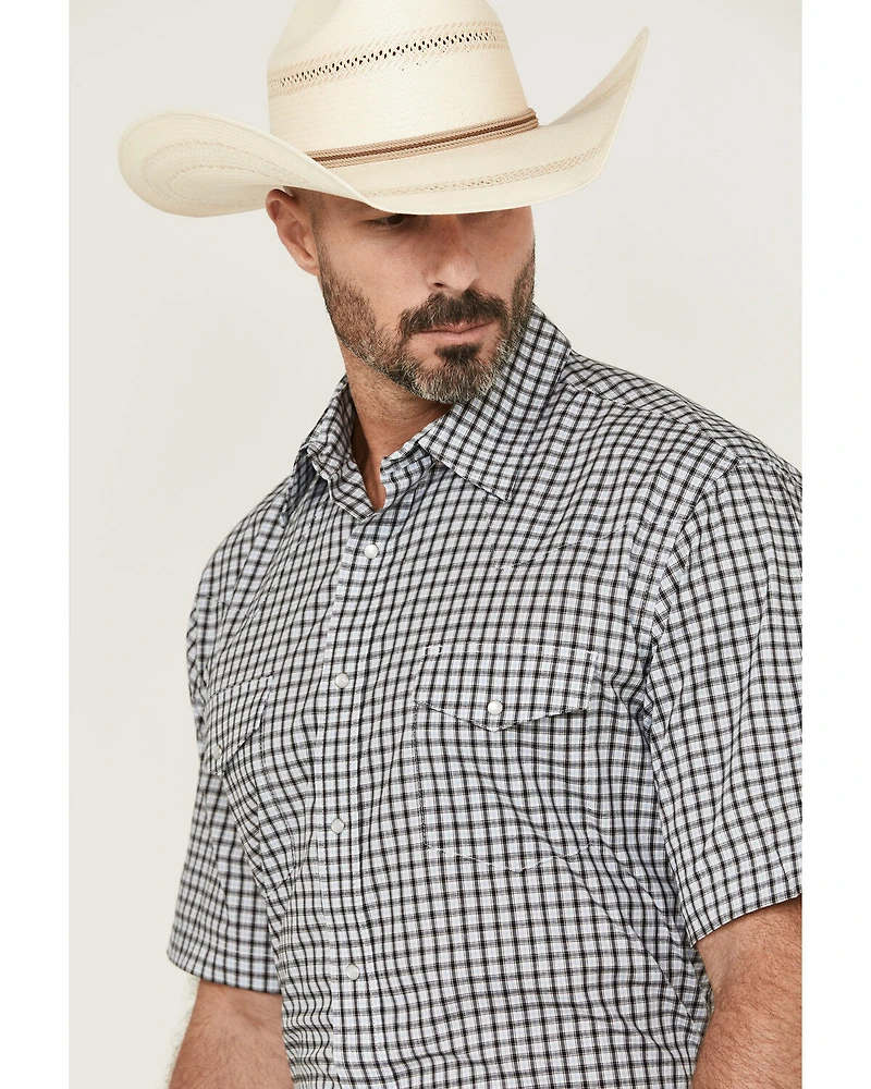 Wrangler Men's Plaid Print Short Sleeve Pearl Snap Western Shirt - Big