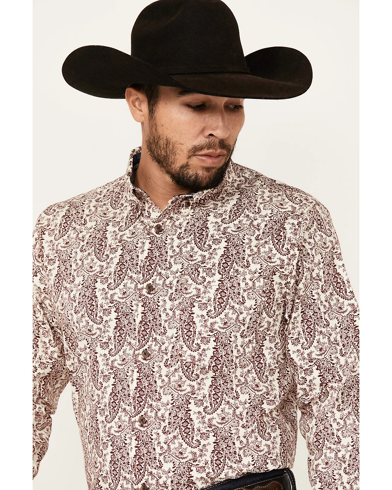Cody James Men's Dagget 2.0 Paisley Print Long Sleeve Button-Down Stretch Western Shirt