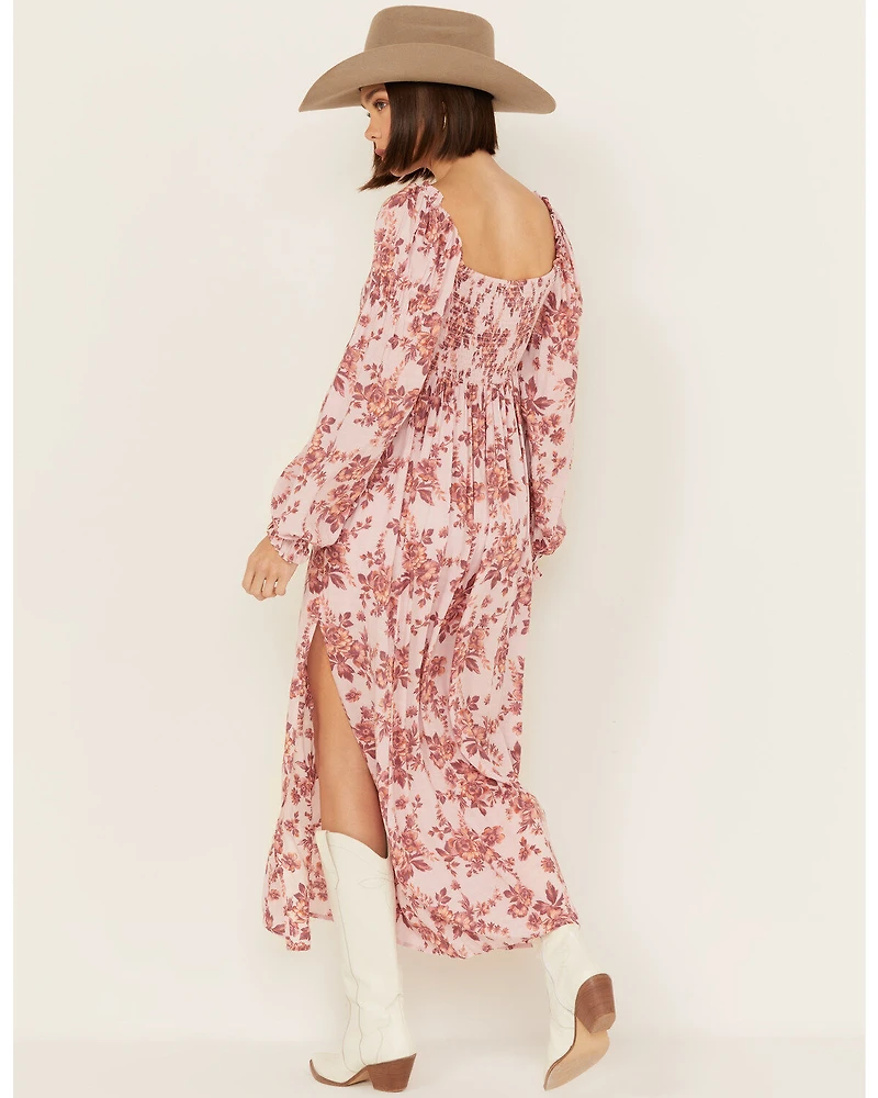 Free People Women's Jaymes Floral Print Long Sleeve Midi Dress