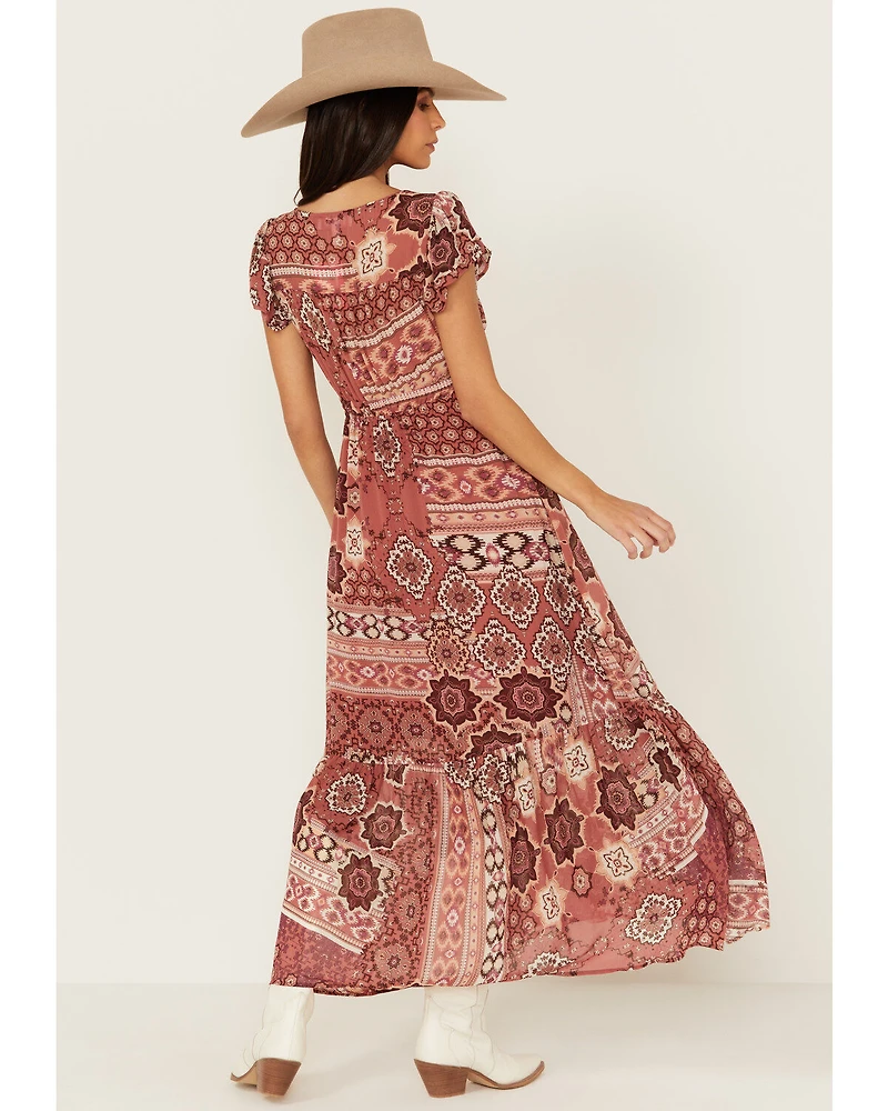 Shyanne Women's Printed Chiffon Short Sleeve Maxi Dress