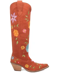 Dingo Women's Flower Power Suede Tall Western Boots - Snip Toe