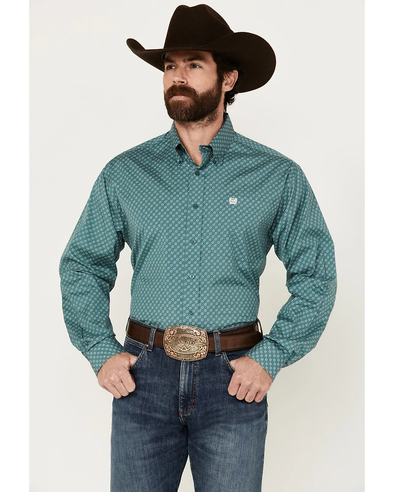 Cinch Men's Geo Print Long Sleeve Button-Down Western Shirt