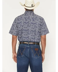 Ely Walker Men's Floral Print Short Sleeve Pearl Snap Western Shirt