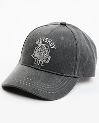 Moonshine Spirit Men's Embroidered Whiskey Life Skull Solid Ball Cap