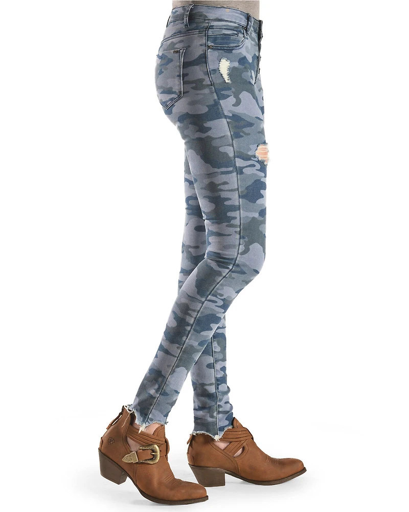 Tractr Women's High Rise Camo Skinny Jeans
