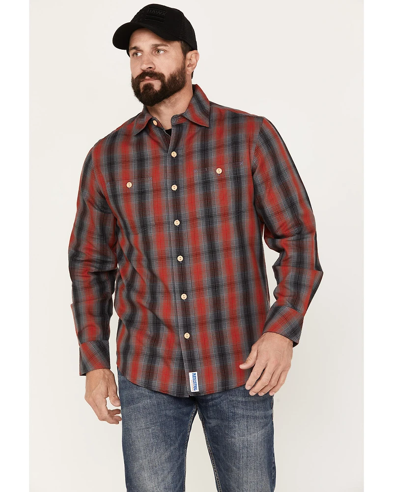 Resistol Men's Yuma Plaid Print Long Sleeve Button Down Western Shirt