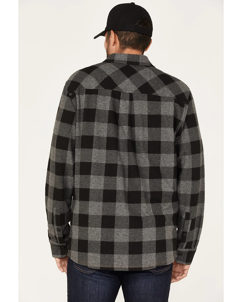 Brothers and Sons Men's Large Jacquard Plaid Print Button Down Western Shirt
