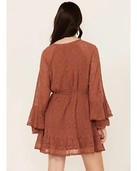 Shyanne Women's Ruffle Lace Long Sleeve Mini Dress