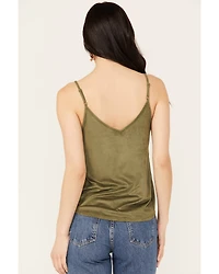 Shyanne Women's Crochet Lace Faux Suede Cami Top