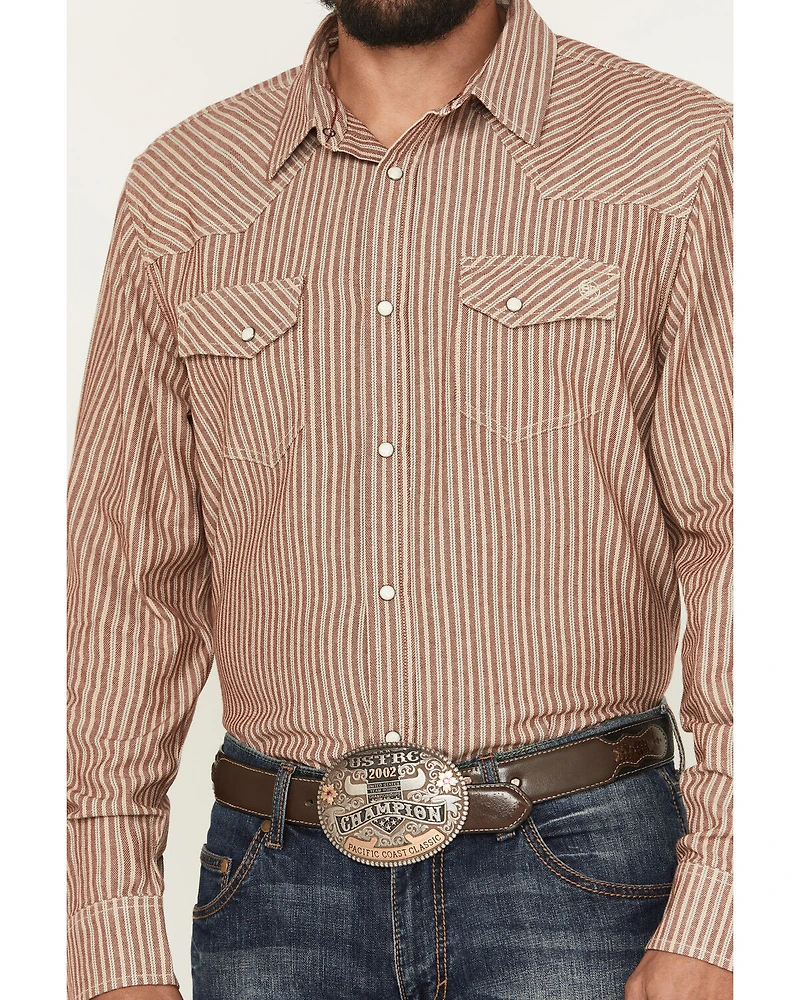 Blue Ranchwear Men's Desert Rose Striped Long Sleeve Snap Western Shirt
