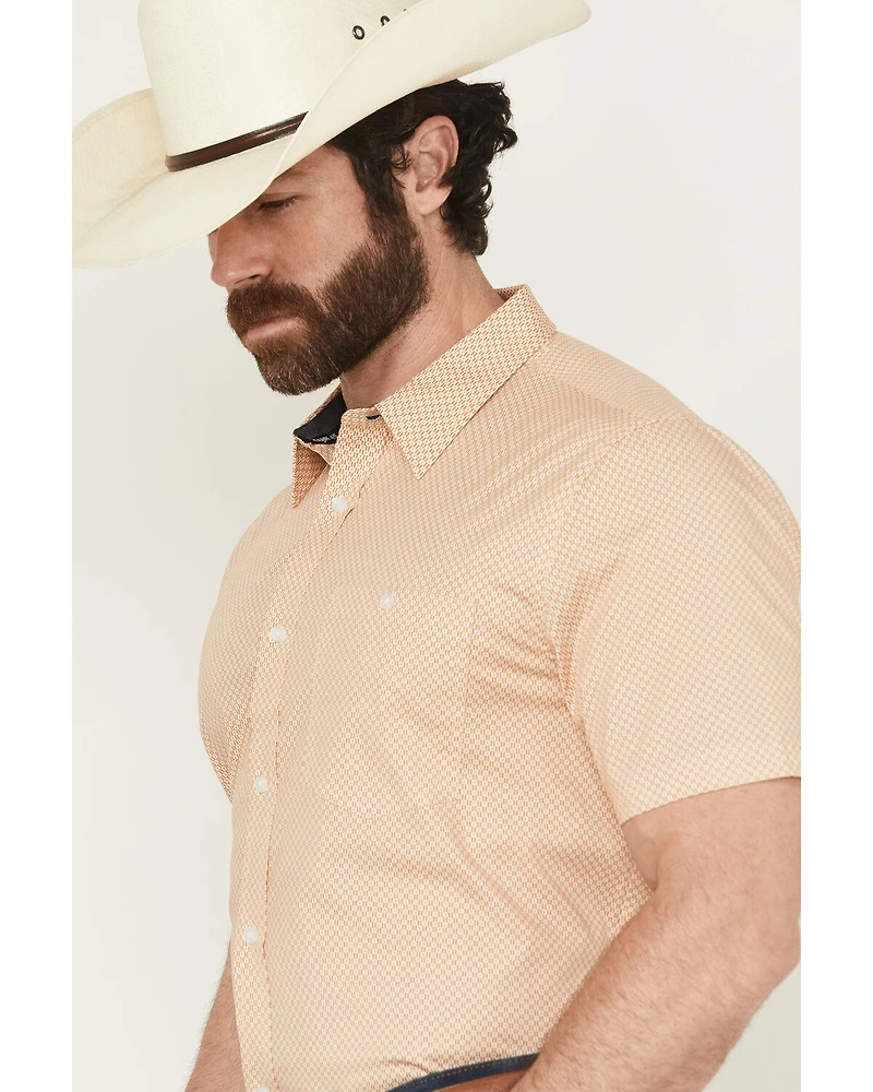 RANK 45® Men's Cowboy Co Geo Print Short Sleeve Button-Down Stretch Western Shirt