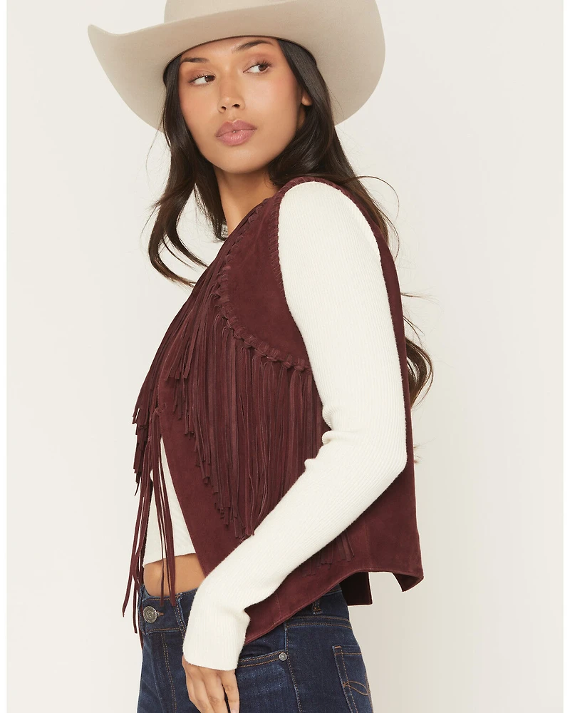 Scully Women's Suede Fringe Front Tie Vest