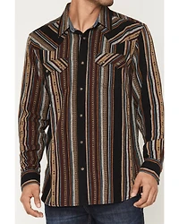 Moonshine Spirit Men's Reverend Striped Print Long Sleeve Snap Flannel Shirt