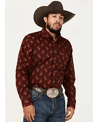 Panhandle Men's Select Paisley Pinstripe Long Sleeve Button-Down Western Shirt