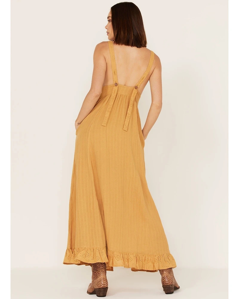 Cleo + Wolf Women's Textured Paisley Eyelet Lace Overall Maxi Dress