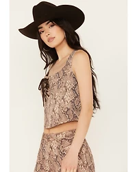 Shyanne Women's Snake Print Cropped Corset Top