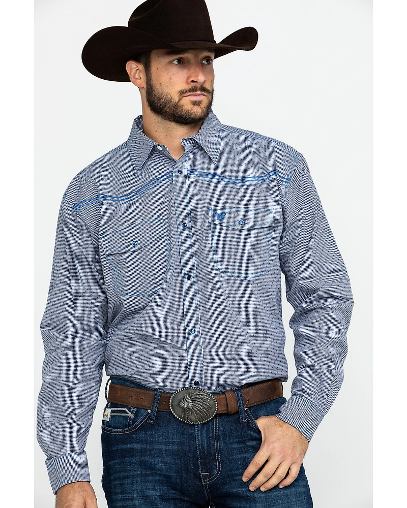 Cowboy Hardware Men's Dobby Print Long Sleeve Western Shirt