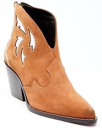 Dan Post Women's Embroidered Inlay Suede Fashion Booties - Snip Toe