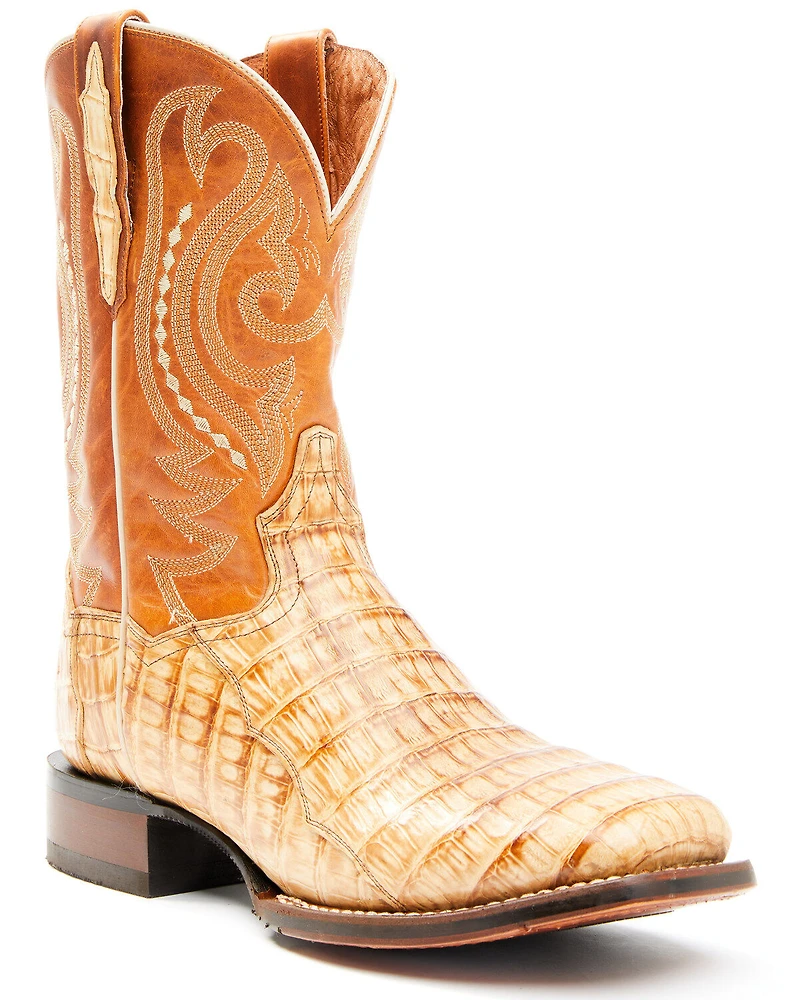 Dan Post Men's Tan Caiman Belly Western Boots - Broad Square Toe