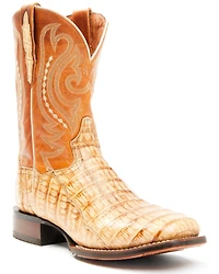 Dan Post Men's Tan Caiman Belly Western Boots - Broad Square Toe