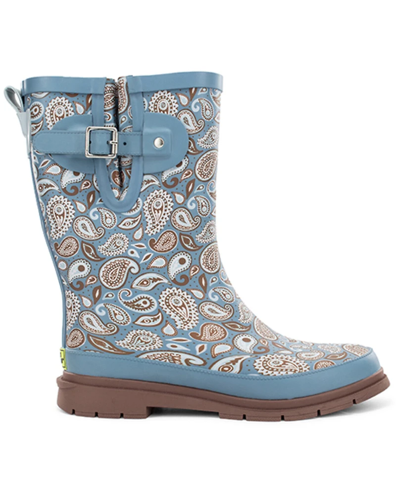 Western Chief Women's Bandana Print Mid Rain Boots - Round Toe