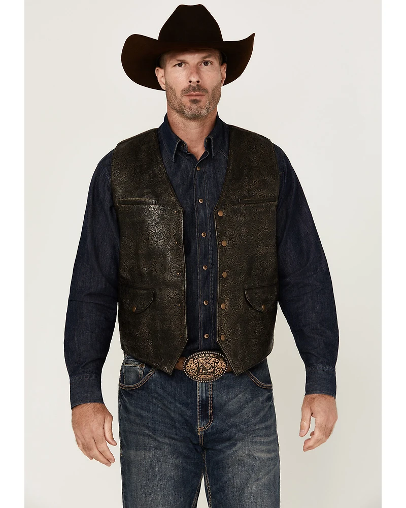 Moonshine Spirit Men's Bar Stool Tooled Leather Vest