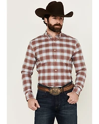 Cody James Men's Rush Plaid Print Long Sleeve Button-Down Stretch Western Shirt - Big